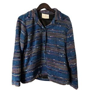 Daniel K Coldwater Creek Multicoloured Striped Button Jacket Western Sz M